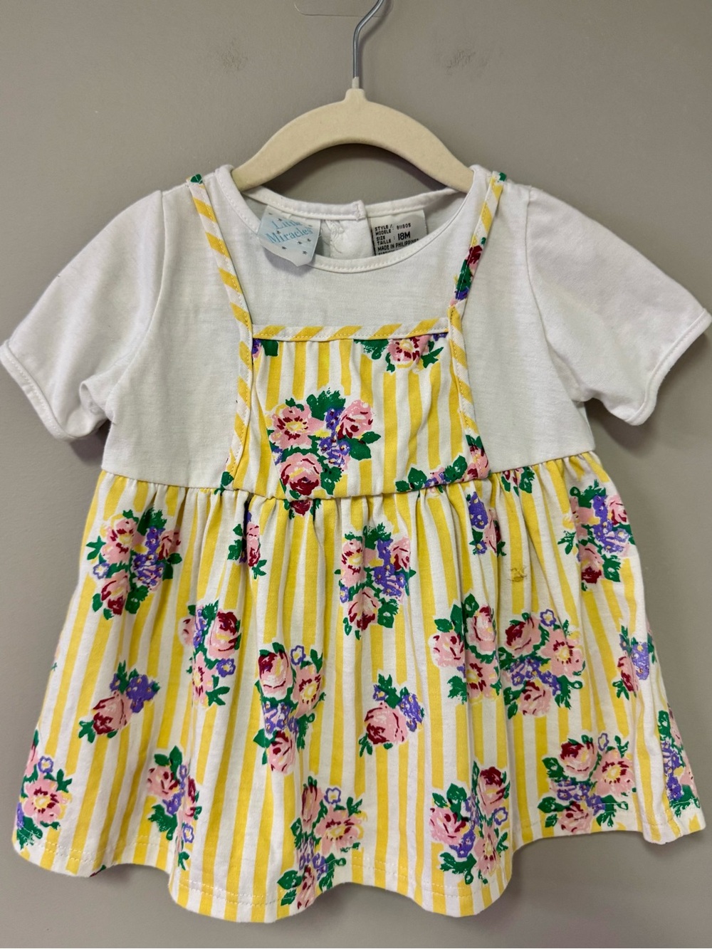 Striped Yellow Floral Baby Dress Top